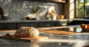 Przechowywanie chleba na blacie w kuchni