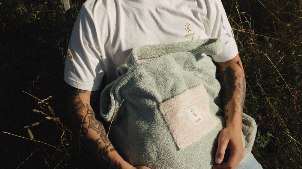 Torba frotte beż-mięta Next Day Anywhere - zdjęcie 1