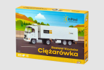 Opakowanie zestawu klocków ciężarówki InPost, 355 elementów, jedna figurka.